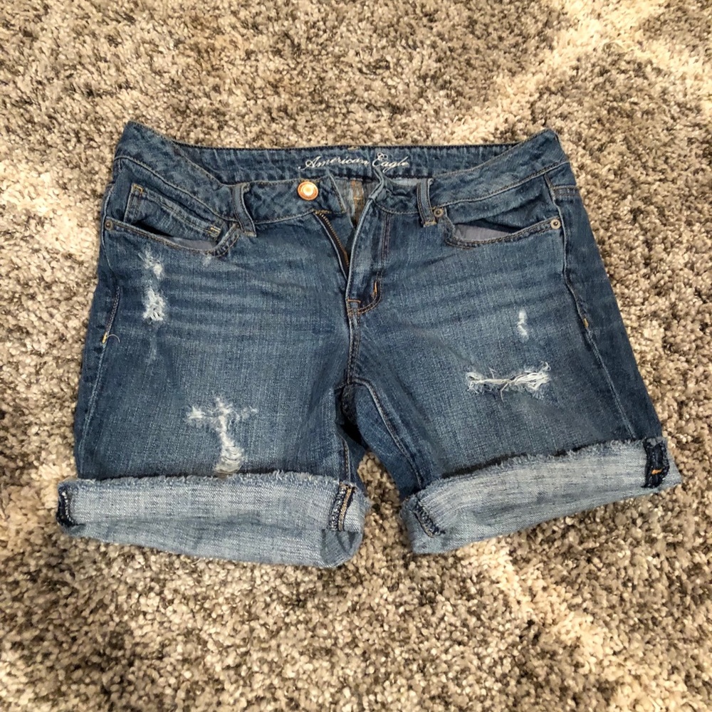 American Eagle Distressed Midi Shorts